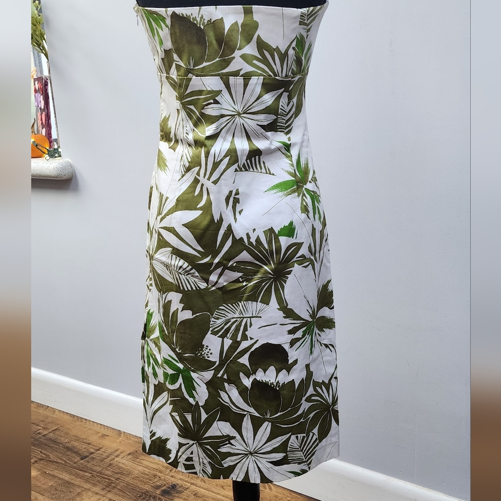 Willie Smith Strapless Tropical Dress  Size 8 White with Green Floral - Picture 4 of 12